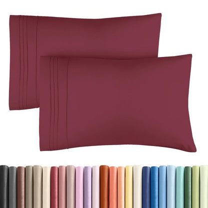 Queen Pillow Cases Set of 2 - Ultra Soft Hotel Quality Pillowcase Covers - Comfy, Cozy & Wrinkle Free - Shrinkage, Stain & Fade Resistant - Machine Washable Pillow Protectors - 2 Piece Set - Burgundy