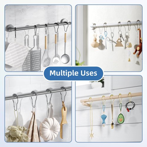 Titanker Shower Curtain Hooks Rings, Rust-Resistant Metal Shower Curtain Hooks for Bathroom Shower Rods Shower Hooks Shower Rings for Curtain - Set of 12, Nickel