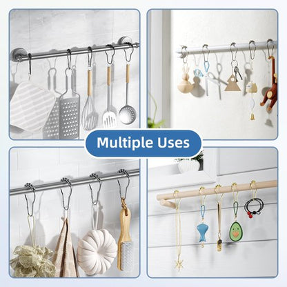 Titanker Shower Curtain Hooks Rings, Rust-Resistant Metal Shower Curtain Hooks for Bathroom Shower Rods Shower Hooks Shower Rings for Curtain - Set of 12, Nickel