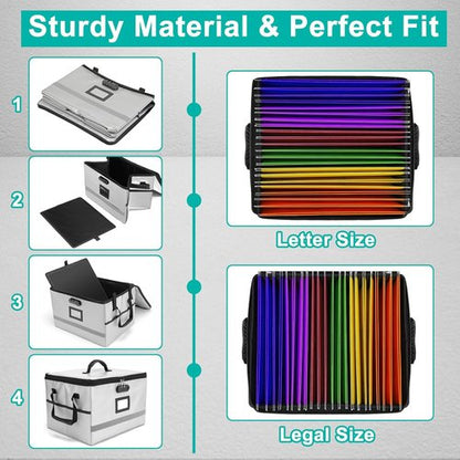 EXLIFBAG Fireproof File Box - Portable Document Organizer with Lock & Handle for Home Office