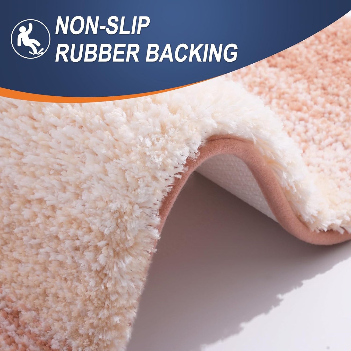 OLANLY Bathroom Runner Rug - Extra Soft Microfiber Mat with Rubber Backing | Quick Dry, Washable, 47x24, Peach