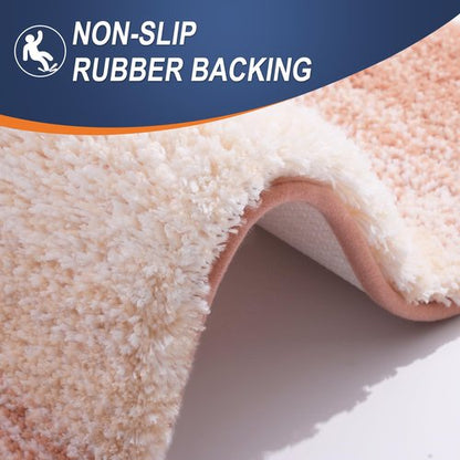 OLANLY Bathroom Rugs Mat 59x20, Extra Soft Absorbent Microfiber Bath Rugs, Rubber Backing, Quick Dry, Machine Washable Bath Mats for Bathroom Floor, Tub and Shower, Home Decor Accessories, Peach