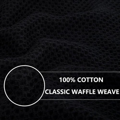 Homaxy Kitchen Dish Cloths - Ultra Soft 100% Cotton Waffle Weave, Quick Drying, 12x12 Inches, 8-Pack, Black