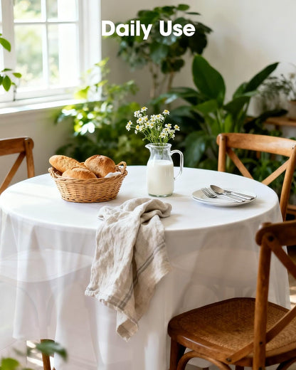 Pureegg Disposable Plastic Table Cloths - 84'' Round, Leakproof & Sturdy for Parties, Picnics, Weddings | 10 Pack, White