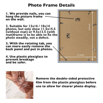 JCJMY 12x16 Picture Frame with 10x14 Mat for 30 x 40cm Diamond Art Painting, Display Photo 10x14 with Mat or 12 x 16 Without Mat, Wall Hanging Large Frame with Durable Plexiglass, Rustic Brown