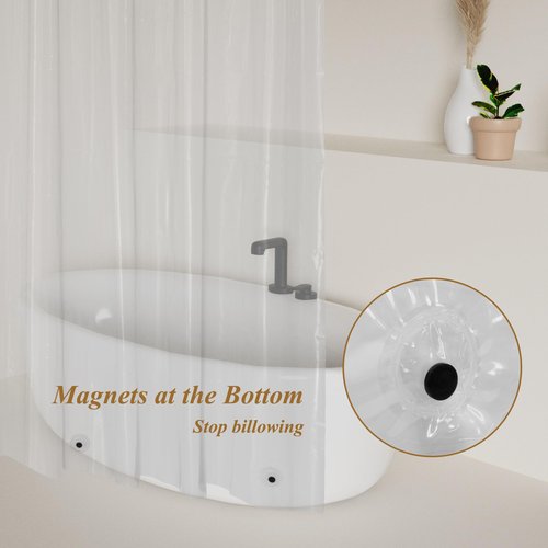 Mrs Awesome Clear Shower Curtain Liner Medium Weight - Shower Curtain Plastic with 3 Magnets for Bathroom, 71x72