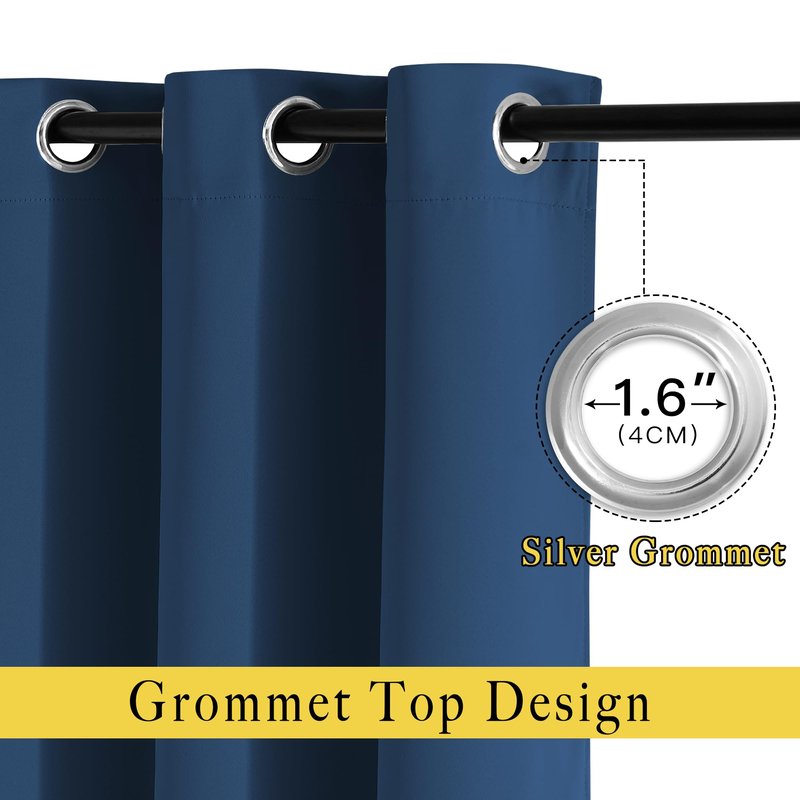 NICETOWN Blackout Curtains and Drapes for Window 95" L - Triple Weave Energy Saving Thermal Insulated Solid Grommet Blackout Panels for Patio (80" Wide per Panel, 2 Panels, Moroccan Blue)