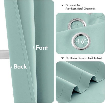 MIULEE Aqua Blackout Curtains - Thermal Insulated Room Darkening Drapes | 72 Inches Long, 2 Panels