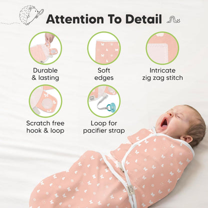 Skiennix Organic Baby Swaddle Sleep Sacks - Soft & Snug for Newborns 0-3 Months | Beach Day, OS, 3-Pack