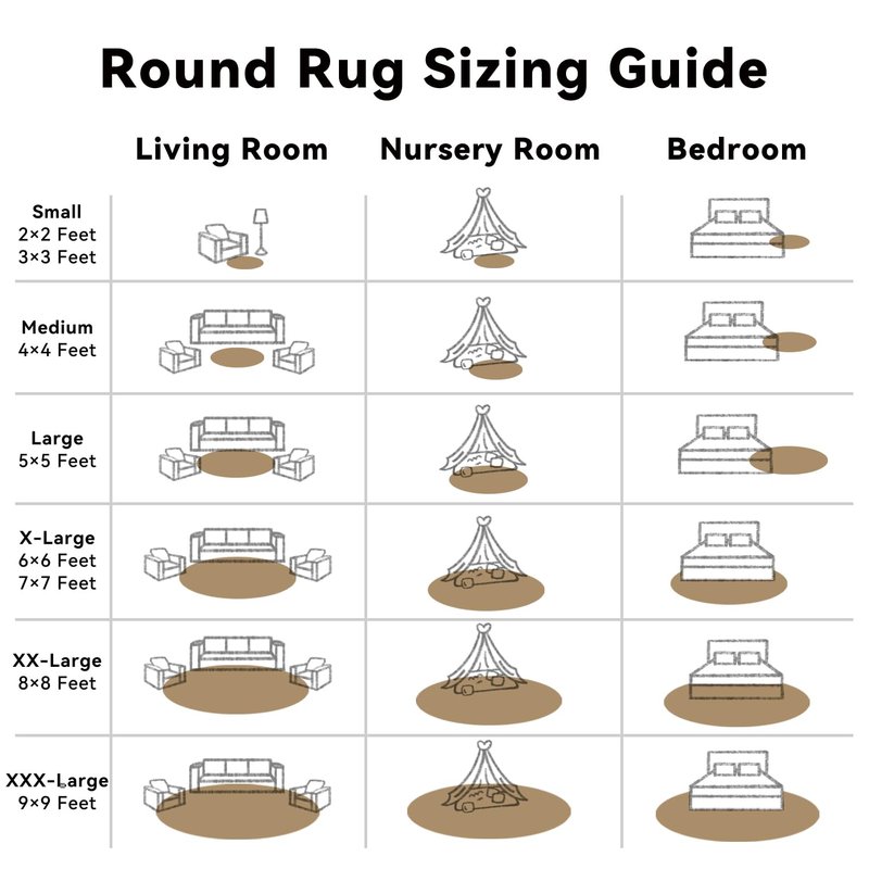 OLANLY Taupe Round Rugs for Bedroom - Machine Washable, 7 ft Circle Area Rugs for Living Room, Soft and Fluffy Shaggy Carpet for Teen Girl and Boys, Nursery Rooms, Dorms, Home Decor Aesthetic