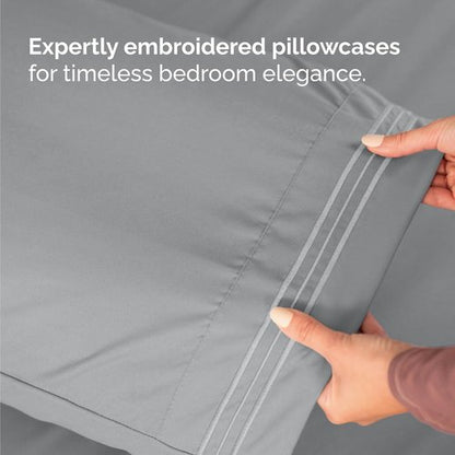 Comfy Twin Size 3-Piece Sheet Set by [Brand Name] | Breathable & Cooling Luxury Bedding - Deep Pockets, Soft, Wrinkle-Free - Steel Blue