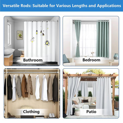 Umimile Shower Curtain Rod, 1 Inch Diameter Adjustable Spring Tension Curtain Rod, 304 Stainless Steel Shower Rod for Bathroom, Windows, Never Rust Non-Slip (Stainless Steel, 50-86”)