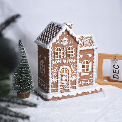 Sheaifun Gingerbread House Decor - LED Lighted Resin Christmas Decoration | 9 x 5 x 10.2 Inch