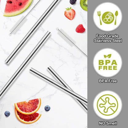 Owala Metal Straw Replacement Set - Reusable Stainless Steel Straws with 2 Cleaners | Fits 24 oz & 32 oz Bottles - 4pcs