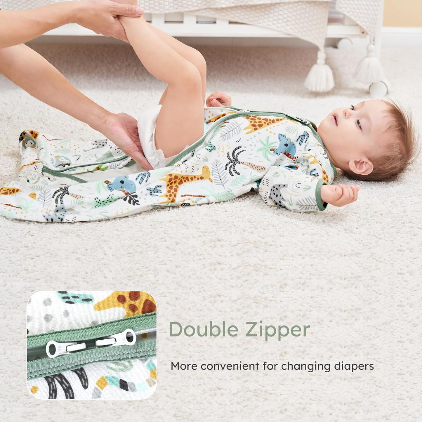 Yoofoss Baby Sleep Sack - 100% Cotton Long Sleeve Wearable Blanket | 0.5 Tog for Infants 6-12 Months
