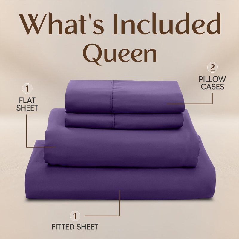 Utopia Bedding Queen Size Sheet Set – 4 Piece Bed Sheets, Soft and Breathable Microfiber, Includes 1 Fitted Sheet, 1 Flat Sheet and 2 Pillowcases – Oeko Tex (Eggplant)