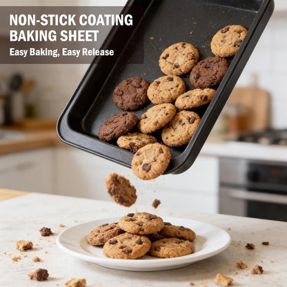 Skiennix Nonstick Baking Sheet Pan Set - 3-Piece Stackable Bakeware, Rust & Warp Resistant, Easy Clean