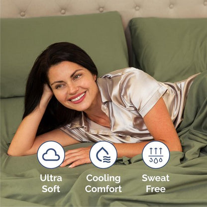 Queen Size 4 Piece Sheet Set - Comfy Breathable & Cooling Bed Sheets Set - Hotel Luxury Bedding for Women, Men, Kids, Teens, Boys & Girls - Deep Pockets, Soft and Wrinkle Free - Oeko-Tex - Sage Green