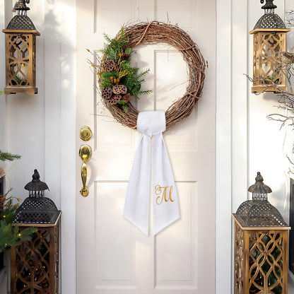 Skiennix Monogrammed Wreath Sash - 2 Pack for Boxwood Front Door Decor | Letter M