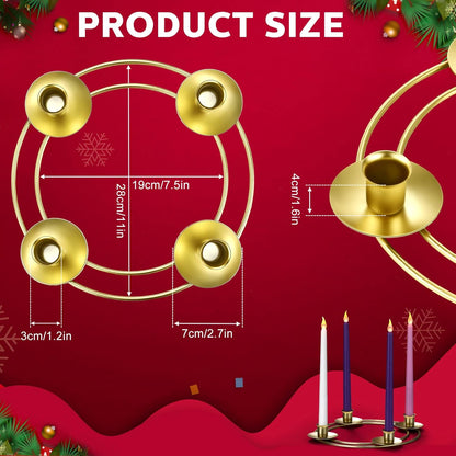Sliner Christmas Advent Wreath Ring - Metal Candle Holder for Festive Table Decor | 2 Pcs Set