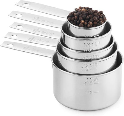 Laxinis World Stainless Steel Measuring Cups - 5 Piece Stackable Set for Precise Cooking