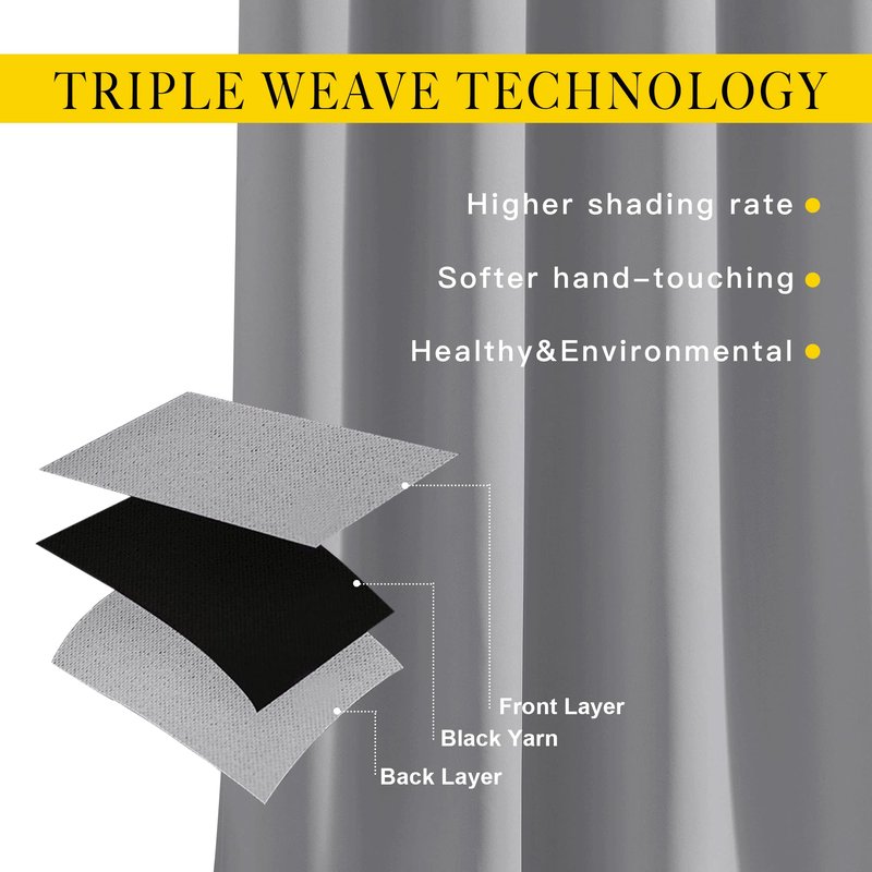 NICETOWN Blackout 102 inch Curtains for Living Room, Grommet Thermal Curtains Room Darkening Window Treatments Sound Reducing for Bedroom, Silver Grey, 2 Panels, W52 x L102