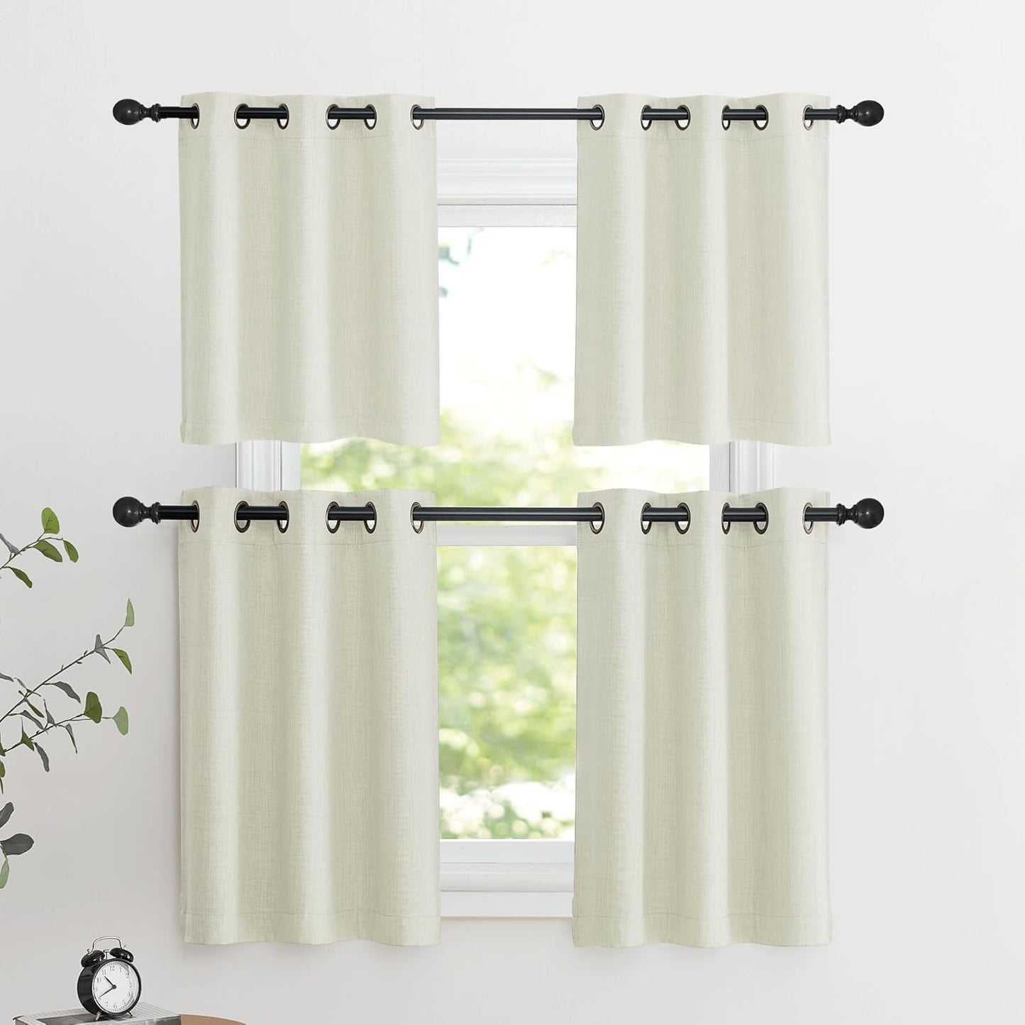 NICETOWN Blackout Tiers - 24 Inch Grommet Half Window Curtains | Light Blocking Valances for Kitchen & Bathroom, 2 Panels