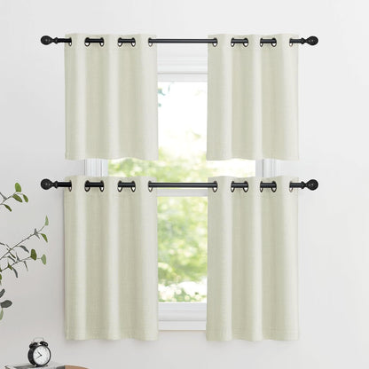 NICETOWN Blackout Thermal Insulating Curtain Valances - 30 Inch Length, 2 Panels for Kitchen & Bathroom (Natural)