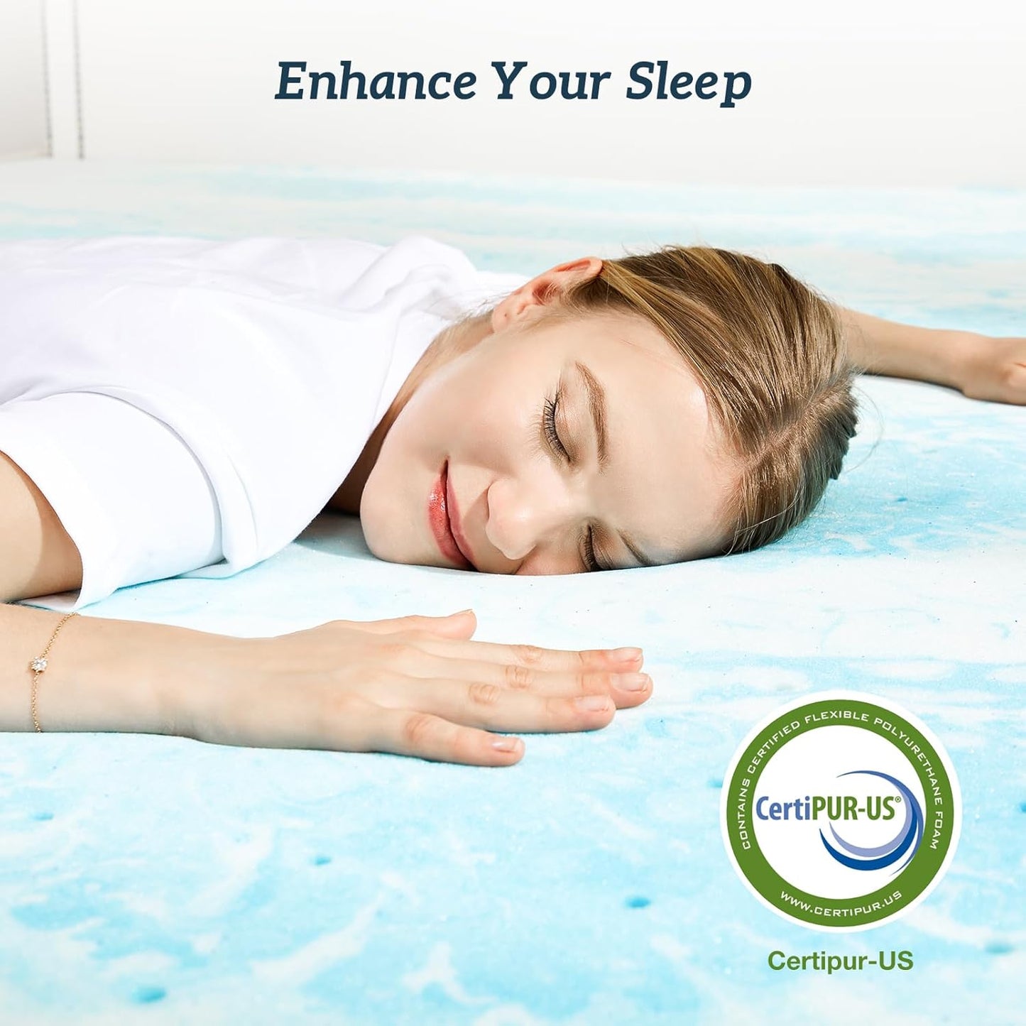 Sweetcrispy Memory Foam Mattress Topper - 2 Inch Thick Gel-Infused Cooling Pad for California King Bed