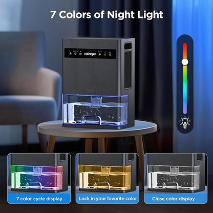 Dehumidifier | 106 OZ Water Tank | Quiet 1000 sq.ft Home Dehumidifier with Auto Shut Off & 7 Color Light - Grey