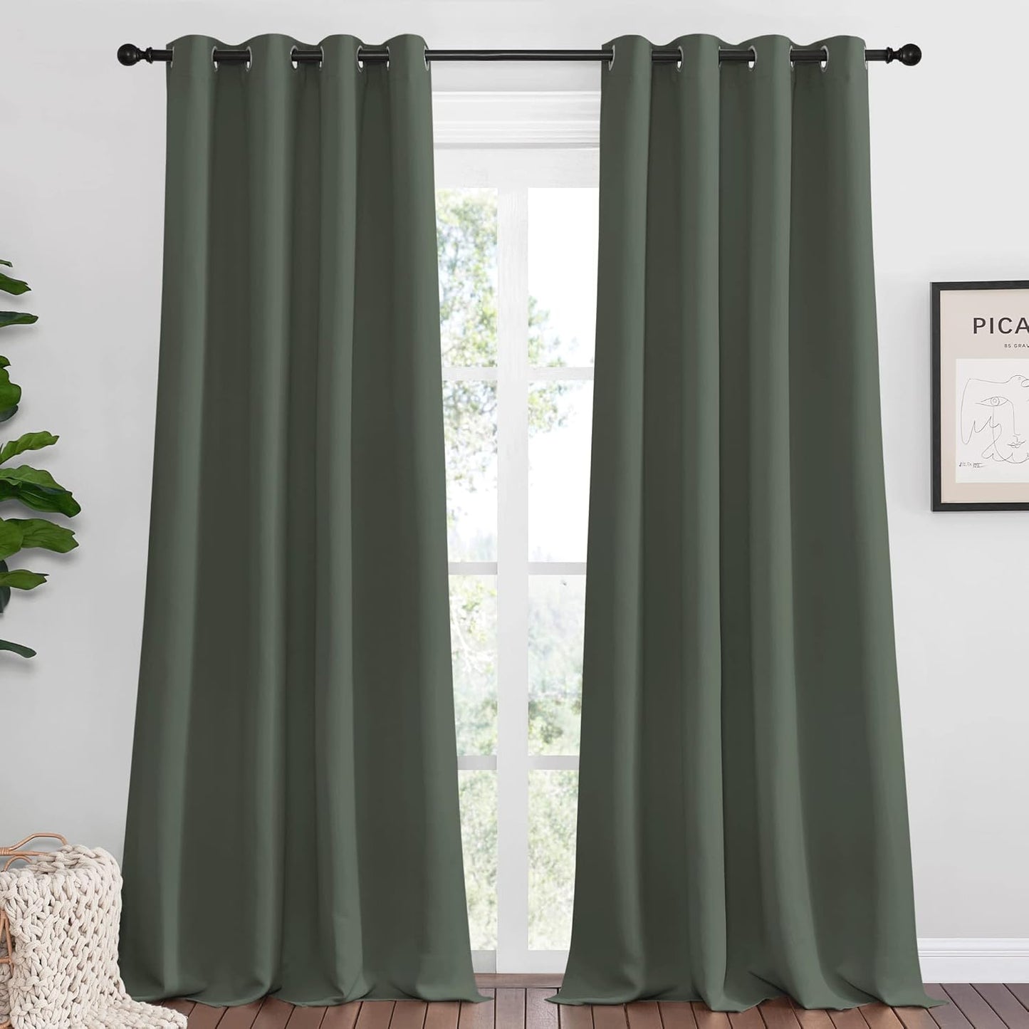 NICETOWN Blackout Draperies | Thermal Insulated Grommet Curtains - 55" W x 102" L for Holiday Decor