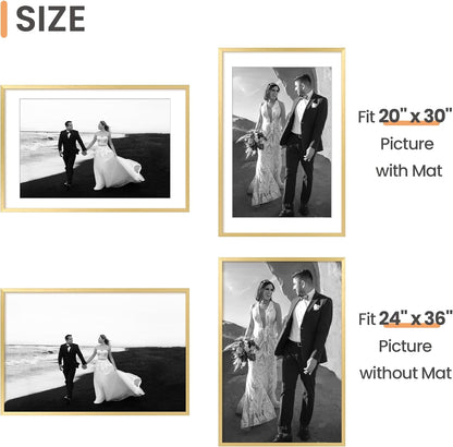 Upsimples 24x36 Poster Frame - Elegant Gold Wall Hanging Frame for 20x30 or 24x36 Prints | 1 Pack