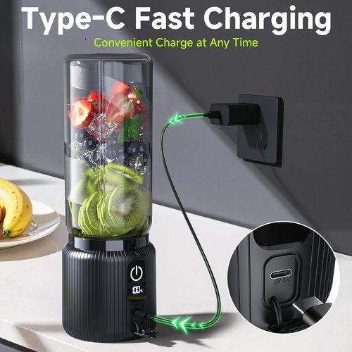 COKUNST Portable Blender - Compact 17oz Smoothie & Shake Maker with 8 Blades | USB-C Rechargeable, LED Display