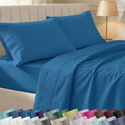 California Design Den Twin Size 100% Cotton Sheet Set - 400 Thread Count, Silky Smooth Sateen, Cobalt Blue