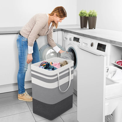 StorageRight Large Collapsible Laundry Basket - Easy Carry Handles | 75L Freestanding Hamper in Gradient Grey