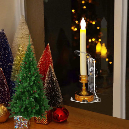 Skiennix Electric Window Candle Holders - 8 Pcs Clear Plastic with Strong Suction Cups for LED Candles