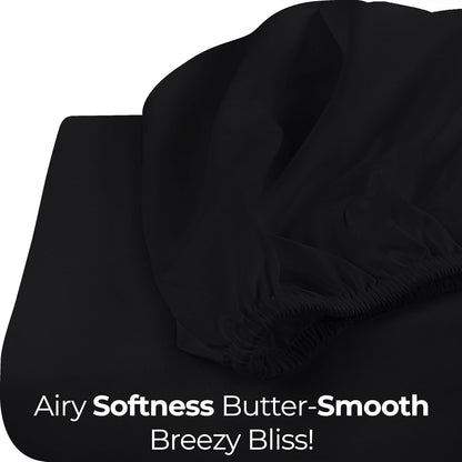 Utopia Bedding Full Fitted Sheet - Deep Pocket Microfiber - Soft, Shrinkage & Fade Resistant - Black