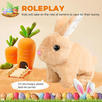 Bunby Realistic Rabbit Toy - Interactive Plush Bunny with Lifelike Movements | White Easter Gift