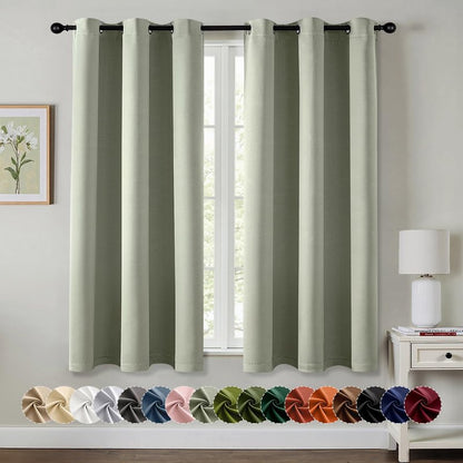 MIULEE Sage Green Blackout Curtains for Bedroom Living Room 40 Inches Long 2 Panels, Thermal Insulated Room Darkening Drapes Solid Grommet Noise Reduction Light Blocking Window Treatments 40x40 Inch
