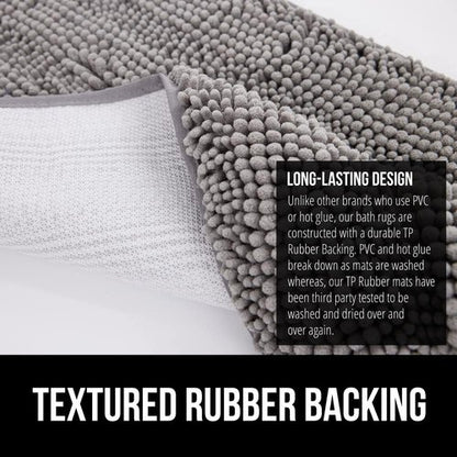 GORILLA GRIP Bath Rug - Non-Slip Gray Bathroom Mat with Rug Gripper | 24x17 Inches, Beige Bundle