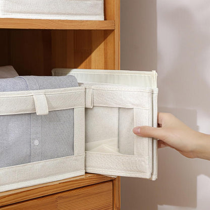 Skiennix Linen Closet Organizers - 6 Pack Foldable Storage Bins with Clear Window for Clothing & Jeans