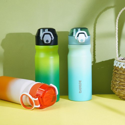 BJPKPK Stainless Steel Insulated Water Bottle - 18oz Reusable Thermal Flask with Straw Lid | Sage Color