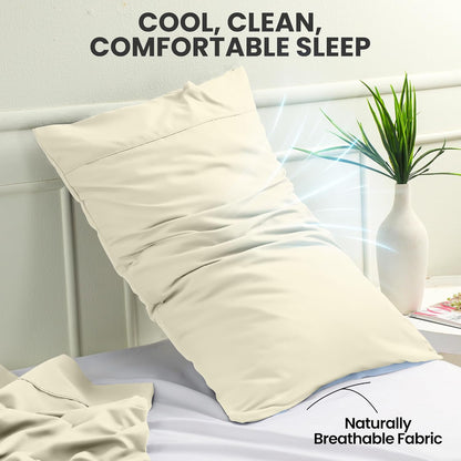 Utopia Bedding Queen Pillow Cases - Soft Brushed Microfiber - 2 Pack, Ivory | 20 x 30 Inches