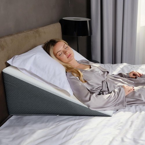 Kolbs Bed Wedge Pillow - Chic Jacquard Cover for Acid Reflux Relief | 12" Height