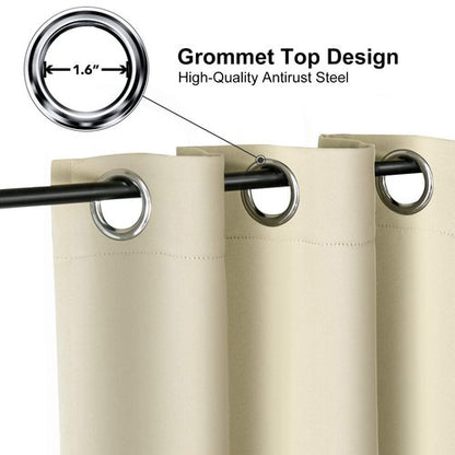 ChrisDowa Small Window Curtains for Kitchen and Bedroom - Grommet Short Thermal Insulated Room Darkening Curtains (2 Panels, Beige, 36 x 24 Inch)
