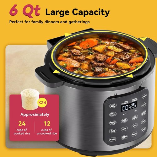 Instant Pot | 6 Quart Electric Pressure Cooker - Non-Stick Pot with 12 Preset Functions & Touchscreen