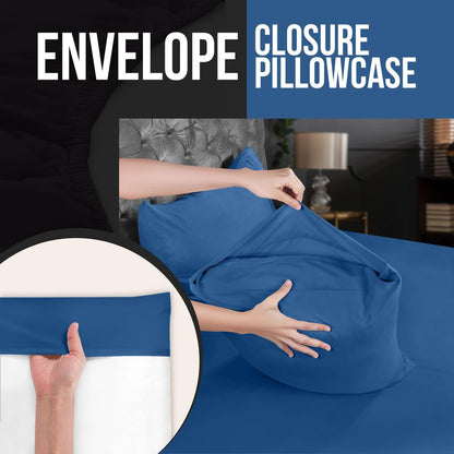 Utopia Bedding Queen Pillow Cases - 4 Pack - Envelope Closure - Soft Brushed Microfiber Fabric - Shrinkage and Fade Resistant Pillow Covers Queen Size 20 X 30 Inches (Queen, Dusk Blue)