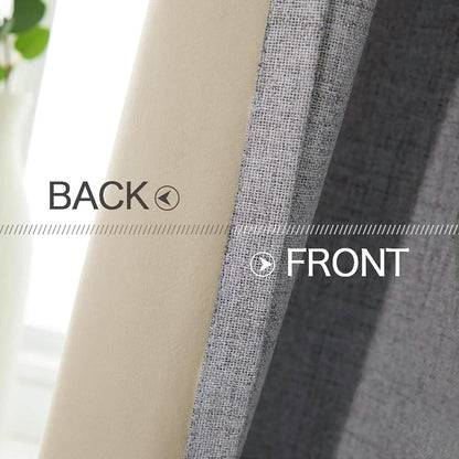 MIULEE Blackout Curtains - 100% Thermal Insulated Linen Texture - Grey Room Darkening Drapes | 52x120 Inch (2 Panels)