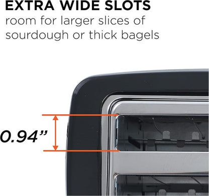Commercial Chef 2-Slice Toaster - Extra Wide Slots & 6 Shade Settings - Cool Touch Housing, Black