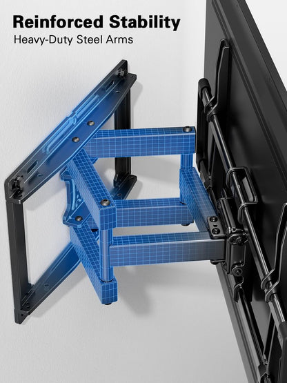 Pipishell Full Motion TV Wall Mount for 40–82 inch TVs, Swivel TV Wall Mount with Smooth Dual Arms, Wall Bracket Fits Most 55+ 65+ 75+ TVs, Max VESA 600x400mm, Fits 12″/16″ Wood Studs, up to 110 lbs